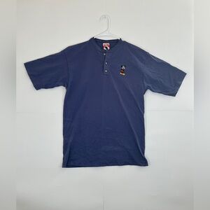 Vintage 1990s Disney Character Fashions Blue Mickey Mouse Henley Shirt Size L-XL